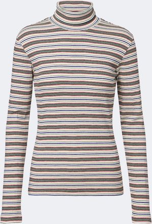 Dries Van Noten Pullover in misto cotone a collo alto a righe