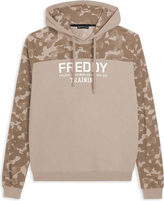 Freddy Felpa cappuccio con inserti camouflage e grafica centrale