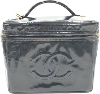 Chanel Black Patent Leather Vanity Womens Case (Pre-Owned)