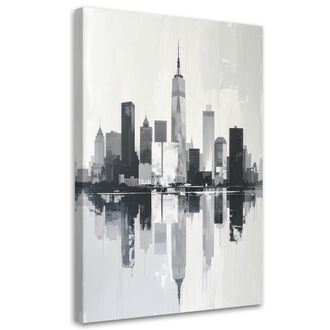 Feeby Impresi&oacute;n De Imagen, Edificios De La Ciudad En Blanco Y Negro Imitaci&oacute;n Pintura, 80x120