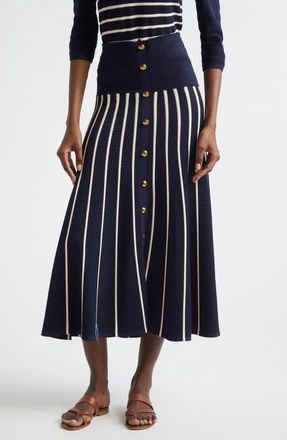 Zimmermann Kindred Spirit Luna Stripe Midi Skirt in Navy/Cream at Nordstrom, Size 3