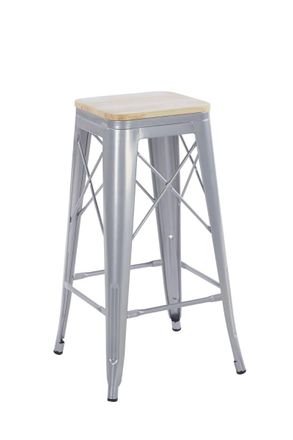 Regalos Miguel Packs Taburetes Altos - Pack 2 Taburetes Valix Madera Natural 76 Cm - Gris Metalizado