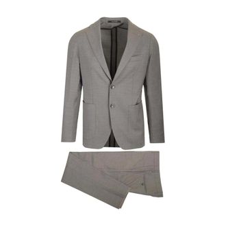 Tagliatore Super 110s Wool Canvas Suit - male - Tagliatore - Single Breasted Suits - Gray - 2XL - Suits