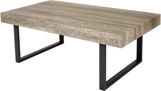 Hhg Mesa De Centro Kos T576, Mesa De Sal&oacute;n, 40x110x60cm Certificado Mvg, Roble Silvestre, Patas De Metal Oscuro