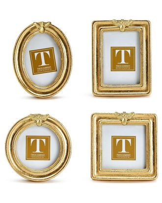 Two's Company Golden Bee Set Of 4 Gold Leaf Finish Photo Frames