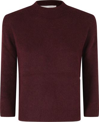 Roberto Collina Burgundy Three-Quarter Sleeve Cashmere-Blend Turtleneck