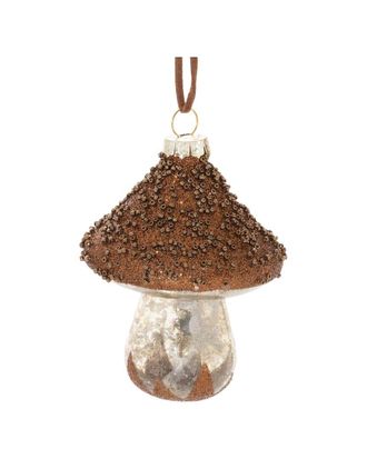 Melrose International Set Of 6 Beaded Glass Mushroom Ornament