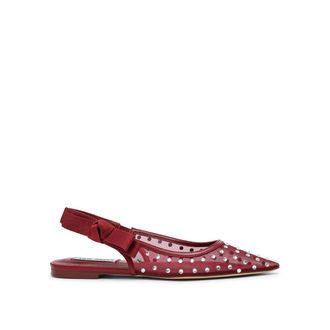 Steve Madden Womens Olyvia Flat Red Stud Ballet Flats Fabric - Size UK 4