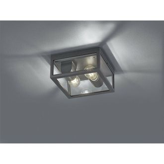 Trio Leuchten Trio Lighting - Garonne Outdoor Ceiling Light Double Lamp Cast Aluminium Anthracite And Transparent Glass Ip44 24x24cm 601860242