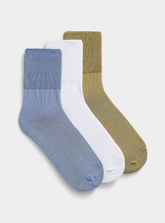 Hue Womens Finely-ribbed edging solid ankle socks 3-pack