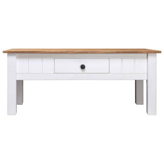Berkfield Home Coffee Table White 100x60x45 cm Solid Pine Wood Panama Range | Size: 100 x 60 x 45 cm