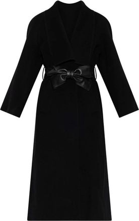 Valentino Garavani Woljas met leren riem - Dames - Jas met riem - Zwart - XS - Wol - Jassen