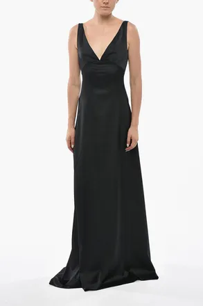 Dsquared2 Satin Maxi Dress With V-Neck Dsquared2