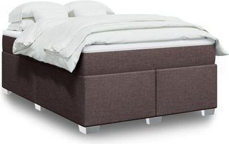 vidaXL Cama Box Spring Con Colch&oacute;n Tela Marr&oacute;n Oscuro 140x200 Cm Vidaxl