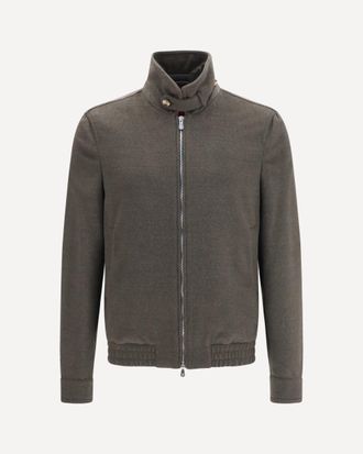 Brunello Cucinelli Wool zip Jacket with high collar Male 46