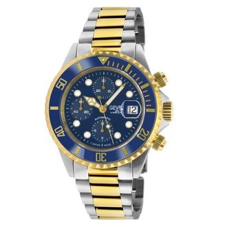 Gevril Group Mens 4151A Wall Street Chronograph Swiss Automatic ETA Valjoux 7750 Blue Dial Watch - Silver & Gold - One Size