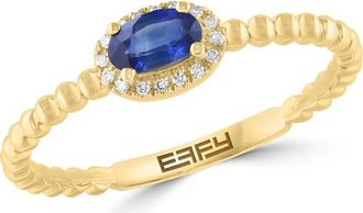 Effy Oval Sapphire & Diamond Halo Ring in Blue at Nordstrom Rack, Size 7