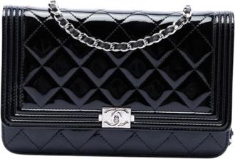 Chanel Pre-owned Boy Wallet on Chain - Dames - Vintage Schoudertas - Zwart - ONE Size - Leer - Vintage