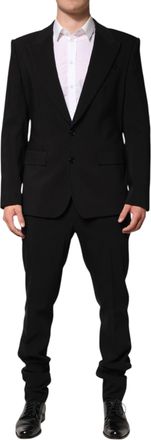 Dolce & Gabbana Black Cotton Single Breasted 2 Piece Mens Suit