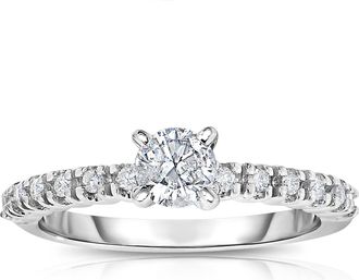 Vir Jewels 0.60 cttw Diamond Engagement Ring 14K White Gold Solitaire with Accent Design