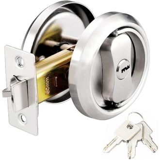 OEM Puerta Corredera Redonda, Con 3 Llaves, Acero Inoxidable 304, Para Dormitorio, Vestidor, Ba&ntilde;o, Lavadero - Crezuo