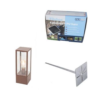 QAZQA Qazqa Industrial L&aacute;mpara Exterior Industrial De Pie Marr&oacute;n &Oacute;xido 40 Cm Ip44 - Charlois Aluminio /vidrio Rectangular Adecuado Para Led Max. 1 X 40 Watt