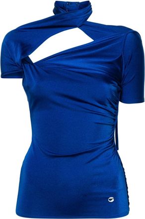 Coperni assymmetric draped top - women - Polyamide/Spandex/Elastane - M - Blue