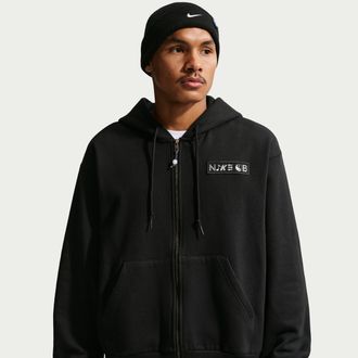 Nike Mens Nike SB Fleece Full-Zip Skate Hoodie in Black | IF0657-010