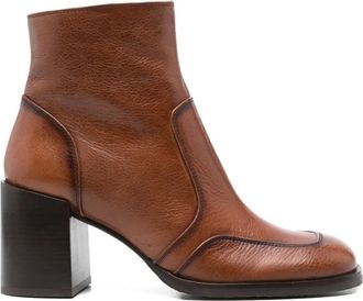 Chie Mihara 75 mm leren laarzen met blokhak - Bruin