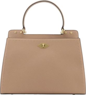 Pourchet Tassen, Dames, Beige, ONE Size, Leer, Grote mastic handtas - van leer