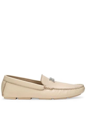 Dolce & Gabbana Mocassini in pelle con placca logo - Toni neutri