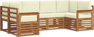 vidaXL Conjunto De Sof&aacute;s De Exterior 6 Uds. Natural Y Crema Vidaxl