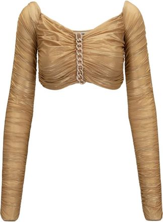 Elisabetta Franchi Tops, Dames, Bruin, M, Long Sleeve Top