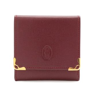 Cartier Bordeaux Leather Coin Purse/Coin Case (Pre-Owned)