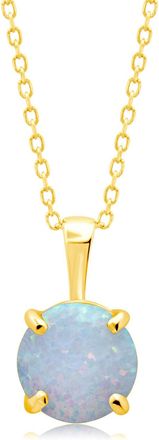 MAX + STONE 14k Yellow or White Gold 8mm Gemstone Round Pendant Necklace with 18 Inch Chain