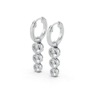 Diamond2Deal Sterling Silver 1.36 Ct Round Lab Grown Diamond Hoop Earrings