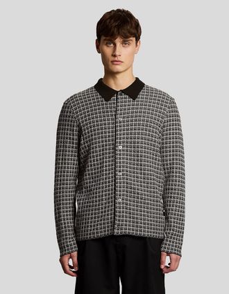 Lyle & Scott Lyle And Scott Mens Basketweave Knitted Collared Cardigan - Size: 40