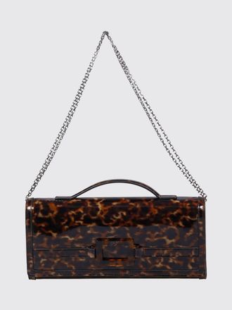 Roger Vivier Tortoiseshell Print Lambskin Leather Clutch with Buckle
