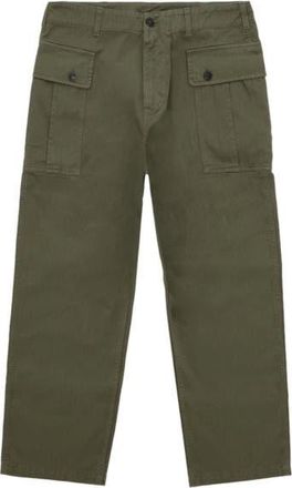 Fortela Olive Herringbone Cargo Trousers in Green at Nordstrom, Size 32 X 29 Eu