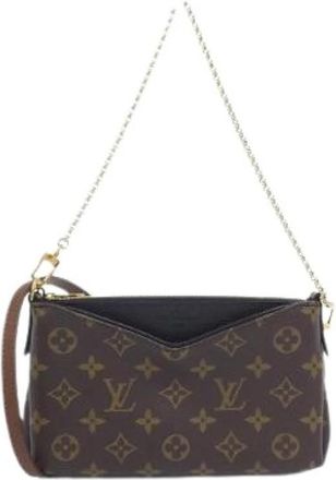 Louis Vuitton Pre-owned Monogram Palas Clutch Schoudertas - Dames - Vintage Mini Tas - Bruin - ONE Size - Vintage