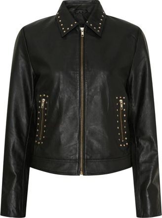 Notyz Giacca in Pelle con Borchie - - Jackets - Donna - Nero - M