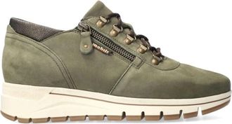 Mephisto Comfortabele damessneaker - brede pasvorm - Dames - Sneakers - Groen - 42 1/2 EU - Leer - Schoenen