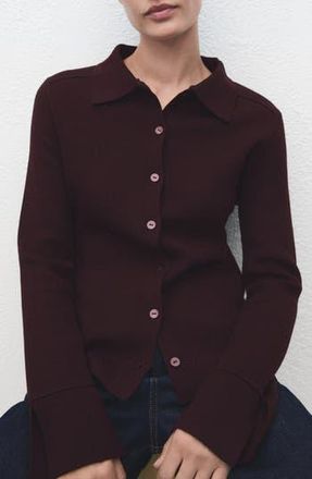 Mango Collar Cardigan in Wine at Nordstrom Rack, Size Large