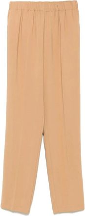 Forte_Forte Essential Stretch Cady Crepe Broek - Dames - Wijde Broeken - Bruin - XS - Broeken