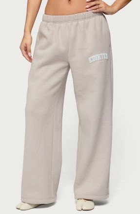 Edikted LA Wide Leg Sweatpants in Beige at Nordstrom, Size X-Small