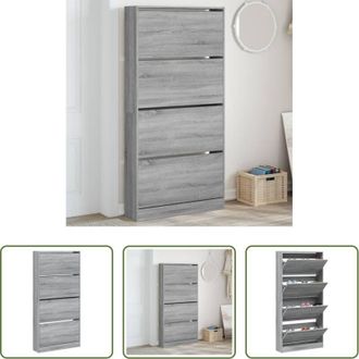 vidaXL Cassetti ribaltabili - Scarpiera 4 Cassetti Ribaltabili Grigio Sonoma 80x21x163,5 cm