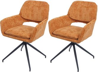 Hhg Hhg - Juego De 2 Sillas De Comedor 643, Silla De Cocina, Giratoria Con Retorno Autom&aacute;tico, Tejido De Chenilla (490 G/m&sup2;) Oeko-tex, Amarillo Ocre
