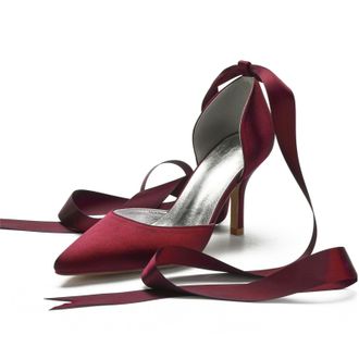 Miyoopark Women Shoes Heels for Wedding Closed Pointed Toe Evening Pumps Shoes M519 Burgundy UK 8.5