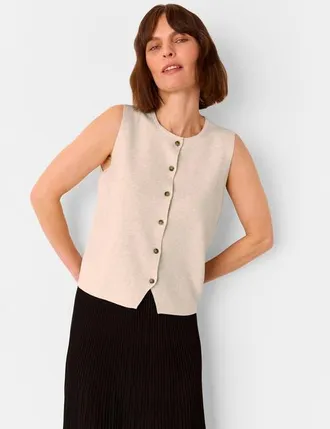 Whistles Lucy Button Front Knit Tank in Oatmeal at Nordstrom, Size X-Small