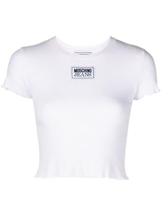 Moschino Top met logopatch - Wit